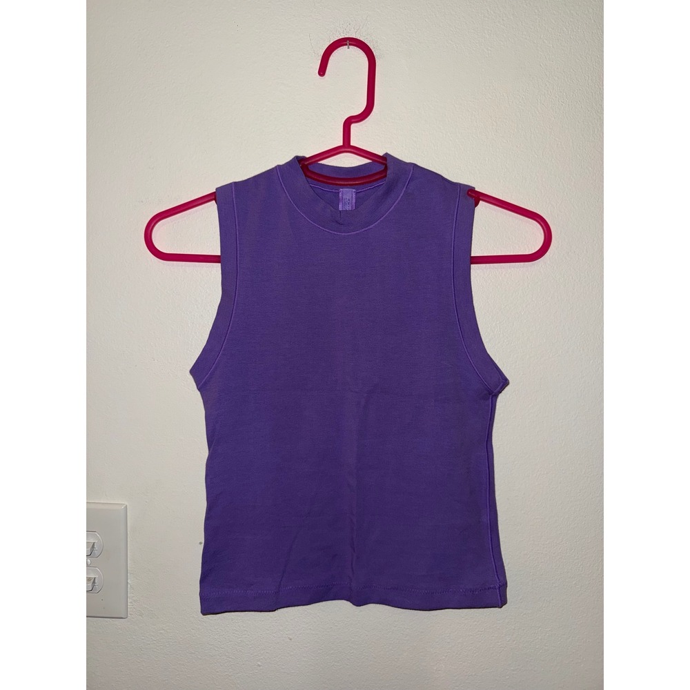 Skims Cotton Jersey Mockneck Tank Ultra Violet Size S NWT